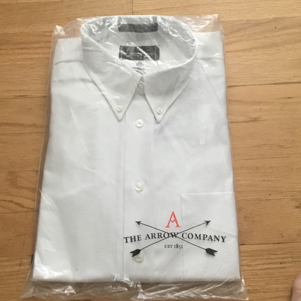 Arrow White Button-Down Dress Shirt with Chest Pocket